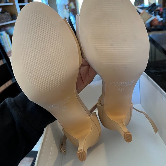 Women's Nude Open Toe Ankle Strap High Heel Sandals 7.5 - Picture 5 of 7